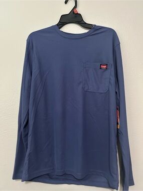 Wrangler Men's Long Sleeve Pocket Tee — Dusty Blue size M color blue NWT